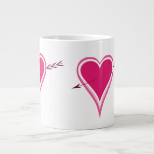 Caneca De Café Grande Coração & Seta-Framboesa