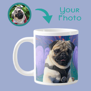 Caneca De Café Grande Corações de Valentim Fofos Amor Roxo Duas Fotos