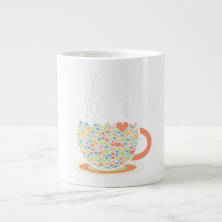 Caneca De Café Grande Corações Personalizados - Cama de café-chá impress