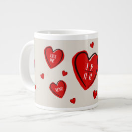 Caneca De Café Grande Corações Vermelhos do Dia dos Namorados Fofos Pers