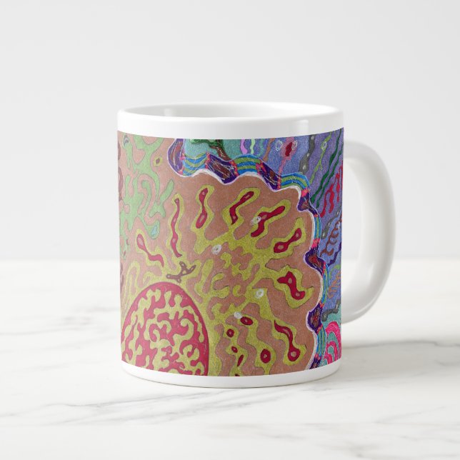 Caneca De Café Grande "Coral" Abstrato Art (Frente Esquerda)