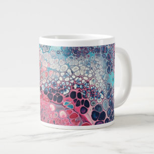 Caneca De Café Grande Coral e Aqua Acrílico - Abstrato