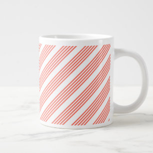 Caneca De Café Grande Coral vivo e padrão branco de cinco faixas