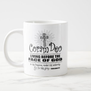 Caneca De Café Grande "Coram Deo" 20 oz JUMBO Mug (Preto)