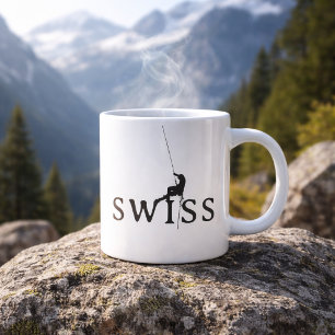 Caneca De Café Grande Cordilheira Suíça Minimalista Silhueta de Corda