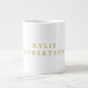 Caneca De Café Grande Cores Branco e Dourado Profissional Moderno Simple