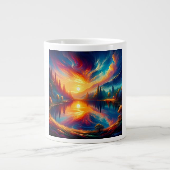 Caneca De Café Grande Cores no Lago (Frente)