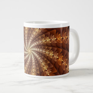 Caneca De Café Grande Cores Quentes, Padrão de Arte Fratural Moderna Tri