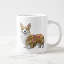 Caneca De Café Grande Corgi de laranja-branca para um humor positivo