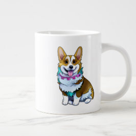 Caneca De Café Grande Corgi de laranja-branca para um humor positivo