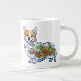 Caneca De Café Grande Corgi de laranja-branca para um humor positivo