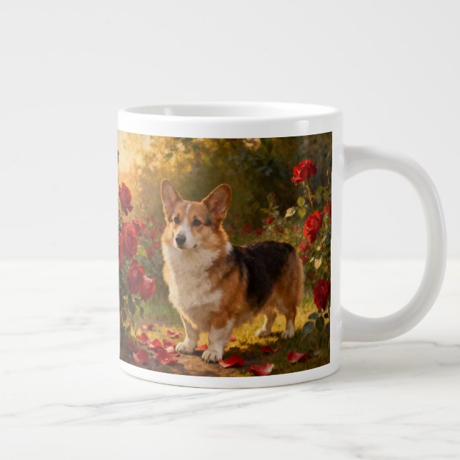 Caneca De Café Grande Corgi nas Rosas V (Direita)