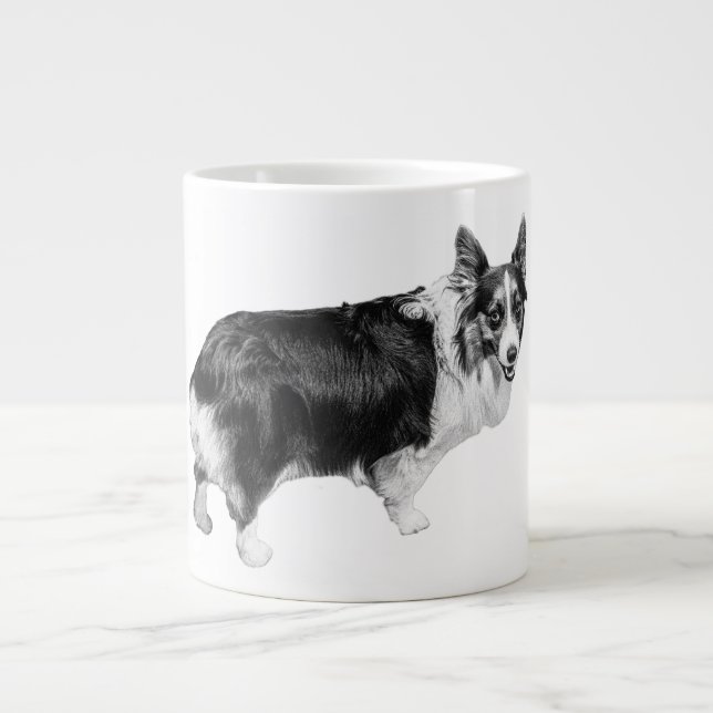 Caneca De Café Grande Corgi Spark in Snowlight (Frente)