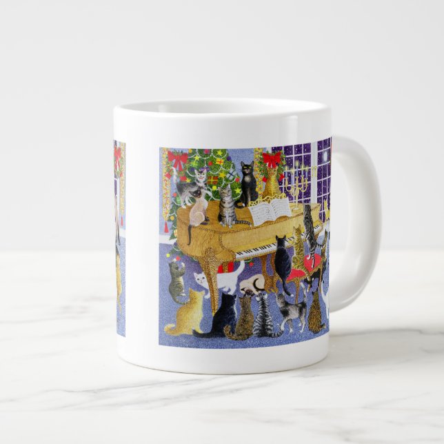 Caneca De Café Grande Coro de Natal (Frente Esquerda)