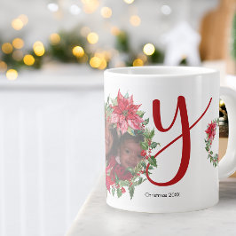 Caneca De Café Grande Coroa de Natal JOY Foto