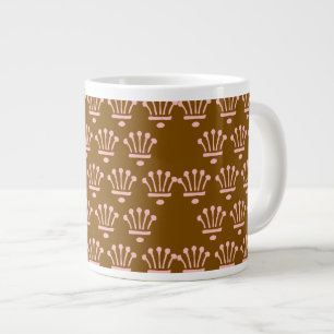 Caneca De Café Grande Coroas Rosa Marrom    