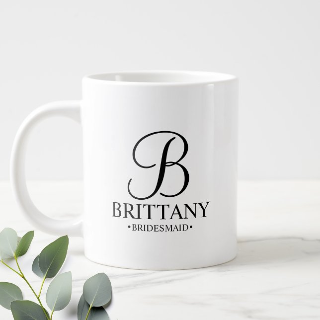 Caneca De Café Grande Corpo de Bridesmaid Personalizado Elegante Preto e (Criador carregado)