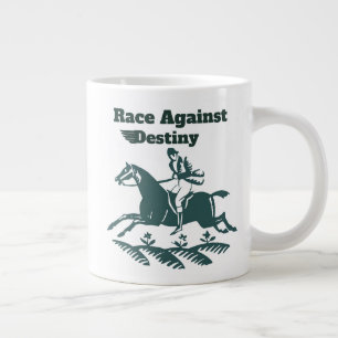 Caneca De Café Grande Corrida Contra o Destino – Gráfico Equestre Vintag