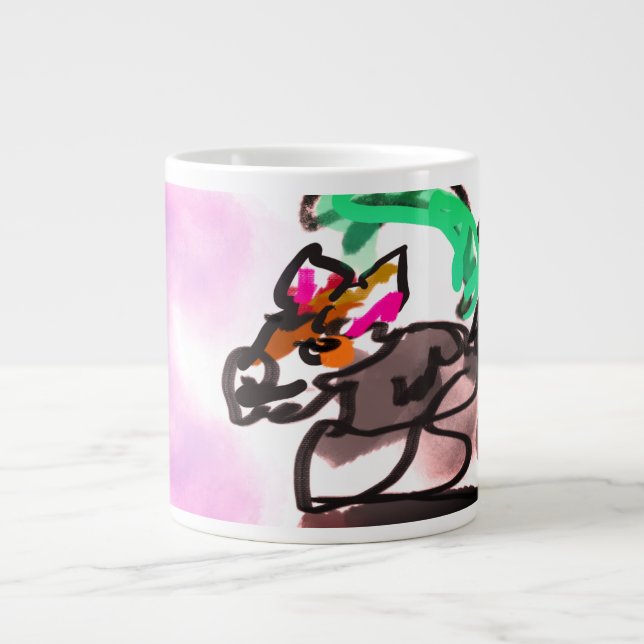 Caneca De Café Grande Corrida de lobo no outono (Frente)