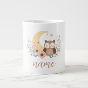 Caneca De Café Grande Coruja-bebê bonita com lua