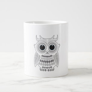 Caneca De Café Grande Coruja Branca Adorável Olhos Grandes Animal Flores