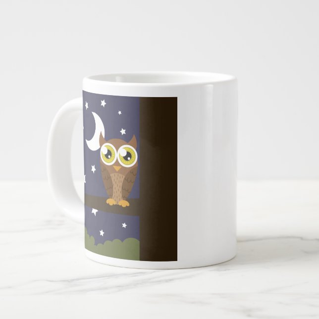 Caneca De Café Grande "Coruja da Noite" (Frente Esquerda)