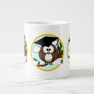 Caneca De Café Grande Coruja De Graduação Bela Com Boné E Diploma