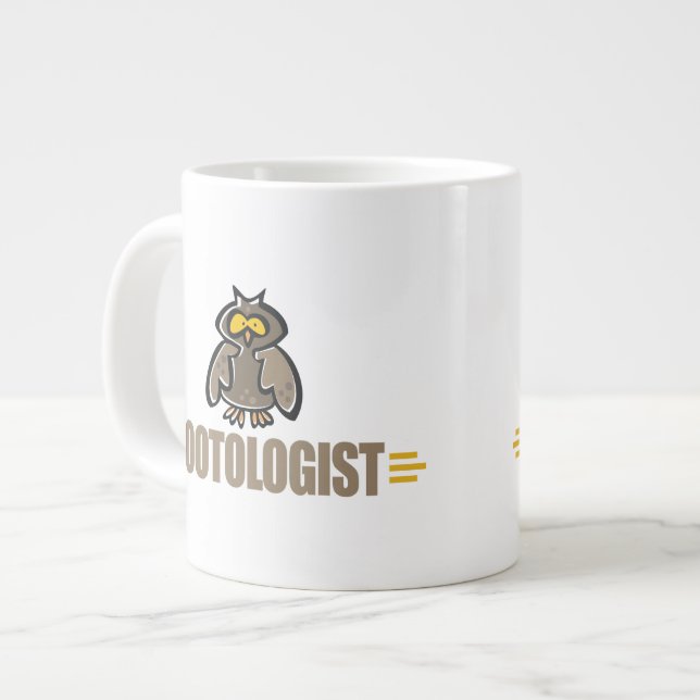 Caneca De Café Grande Coruja Engraçada (Frente Esquerda)