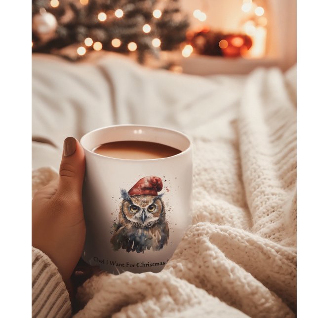 Caneca De Café Grande Coruja Invernal Encantada, personalizada (Criador carregado)