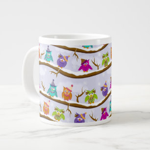 Caneca De Café Grande corujas de inverno