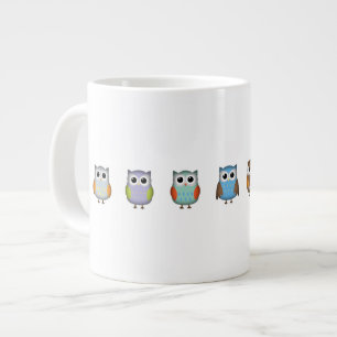 Caneca De Café Grande Corujas Fofas e Coloridas
