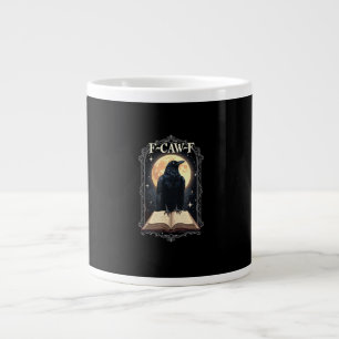 Caneca De Café Grande Corvo F-Caw-F Engraçado Dia das Bruxas Corvo Lua