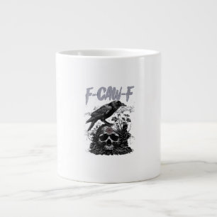 Caneca De Café Grande Corvo F-Caw-F Engraçado Halloween Retrô Clássico