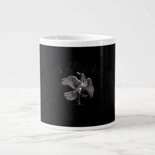Caneca De Café Grande Corvo, F-Caw-F Pássaro Engraçado Gráfico Retro