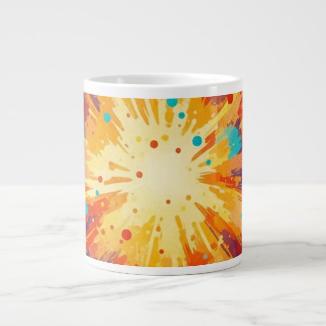 Caneca De Café Grande Cosmic Burst Abstract Splatter Art (Frente)