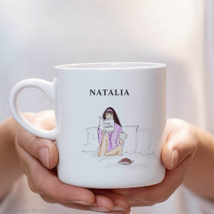 Caneca De Café Grande costume, café bebendo, esboço,