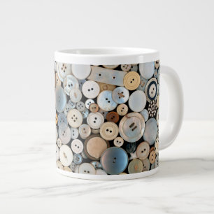 Caneca De Café Grande Costura - Botões - Muitos botões brancos