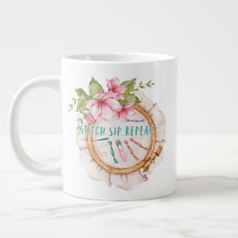 Caneca De Café Grande Costurar.Bebeer.Repetir