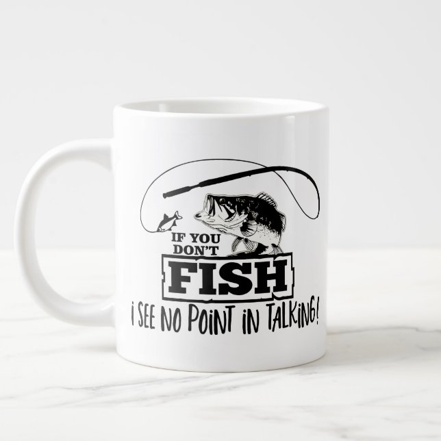 Caneca De Café Grande Cota Engraçada De Pesca Fala Colega De Pesca (Esquerda)