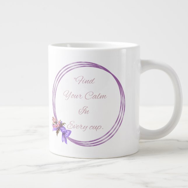 Caneca De Café Grande Cotação e design floral (Direita)