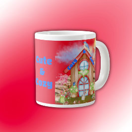 Caneca De Café Grande Cottagecore Cozy e doce colorido em vermelho |