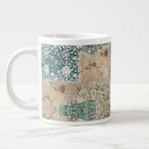 Caneca De Café Grande Cottagecore William Morris Teal Coral Conjunto Flo