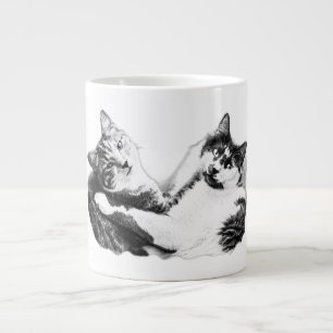 Caneca De Café Grande Cozy Dois Gatos Retrair Mug