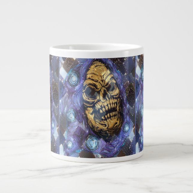 Caneca De Café Grande crânio dourado groovy (Frente)