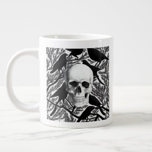 Caneca De Café Grande Crânio E Crows Halloween Jumbo Mug