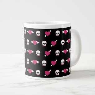 Caneca De Café Grande Crânios e corações