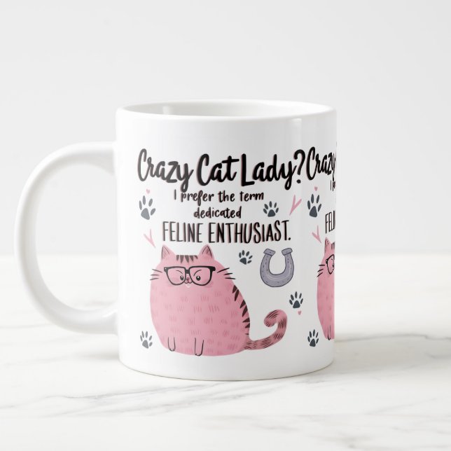 Caneca De Café Grande Crazy Cat Lady? Funny Cat Lover Gift  (Esquerda)