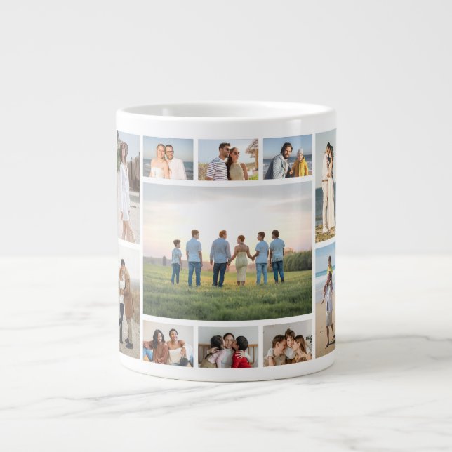 Caneca De Café Grande Create Your Own 11 Photo Collage (Frente)