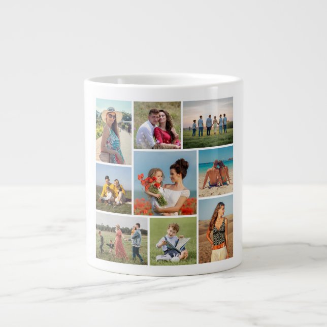 Caneca De Café Grande Create Your Own 9 Photo Collage (Frente)