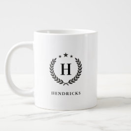 Caneca De Café Grande Create Your Own Intel Monogram With Laurel wreaths